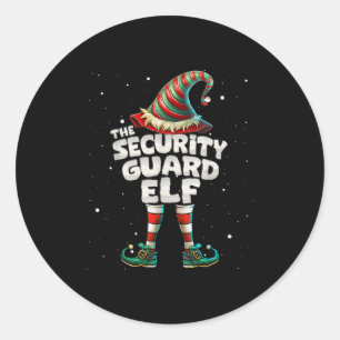 The Security Guard Elf Family Matching Group Chris Classic Round Sticker