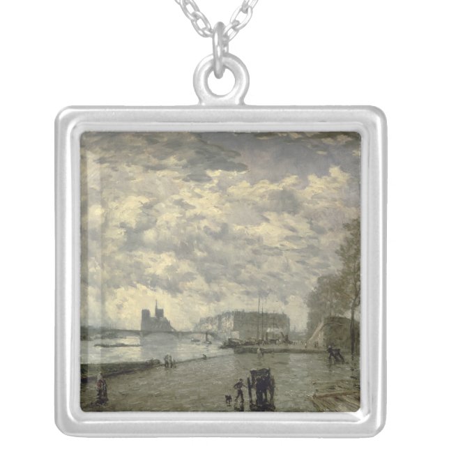 The Seine and Notre Dame Silver Plated Necklace (Front)