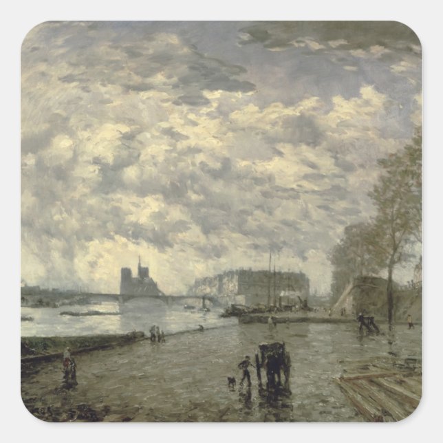 The Seine and Notre Dame Square Sticker (Front)