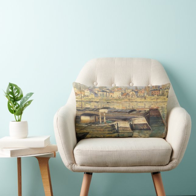 The Seine at Asnieres by Claude Monet Lumbar Pillow (Chair)