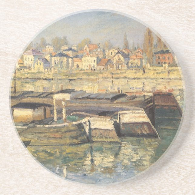 The Seine at Asnieres by Claude Monet Sandstone Coaster (Front)