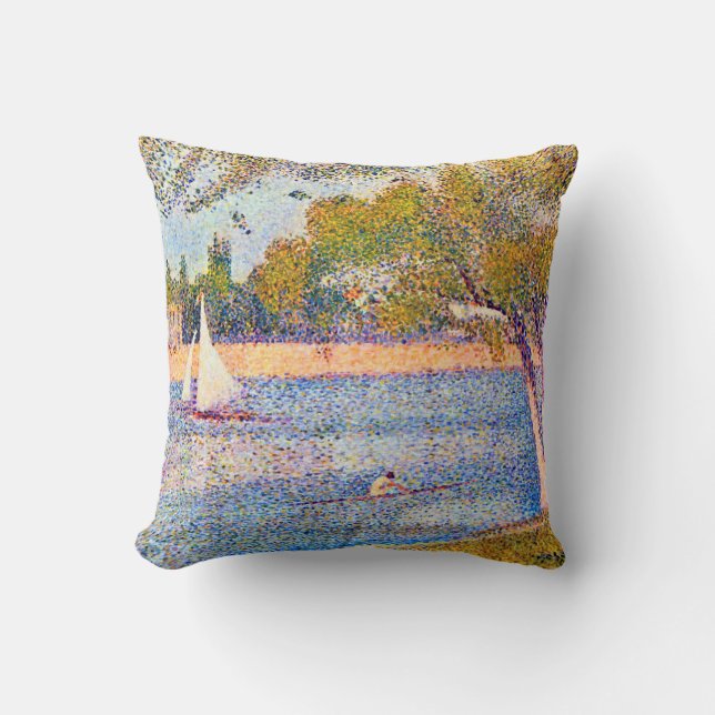 The Seine at La Grande Jatte, Seurat Throw Pillow (Front)