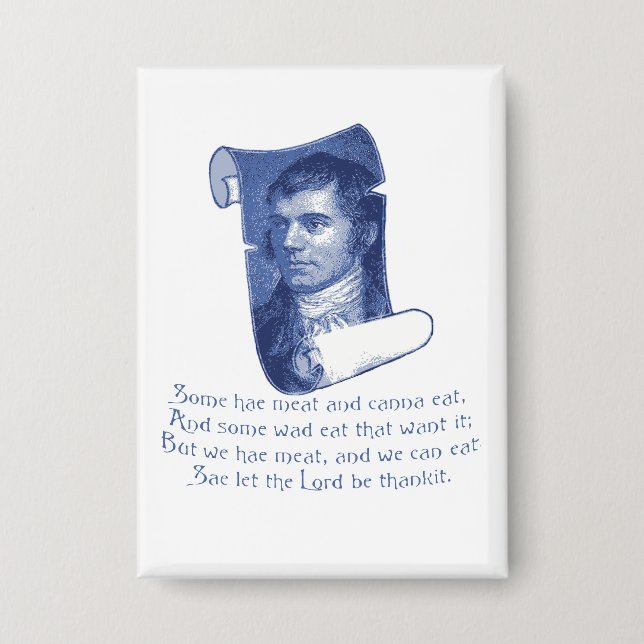 The Selkirk Grace Burns Night Supper Prayer Blue Button (Front)