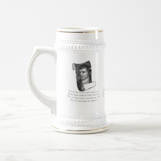 The Selkirk Grace Burns Night Supper Prayer Grey Beer Stein (Left)