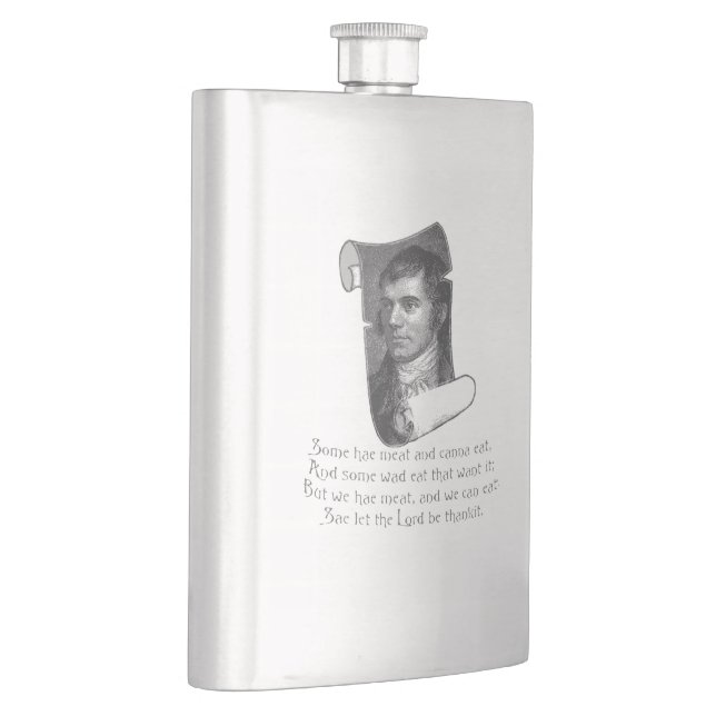 The Selkirk Grace Burns Night Supper Prayer Grey Flask (Right)