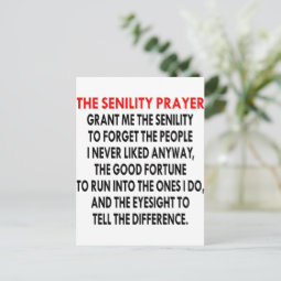 The Senility Prayer Postcard | Zazzle