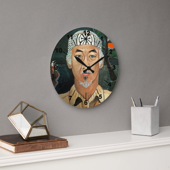 The Sensei Painting by Alfred Fox Large Clock (Office)