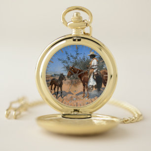 The Sentinel Frederic Remington 1889 Cowboy Theme Pocket Watch