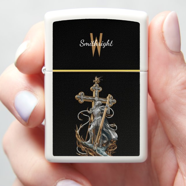 The Sentinel of Faith and Valor Zippo Lighter (In Hand)
