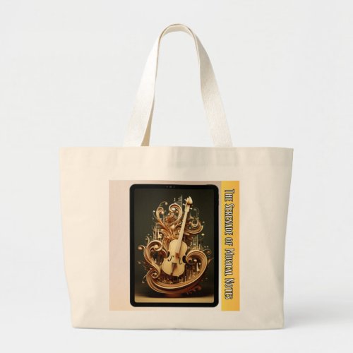 The Serenade of musical notes Large Tote Bag