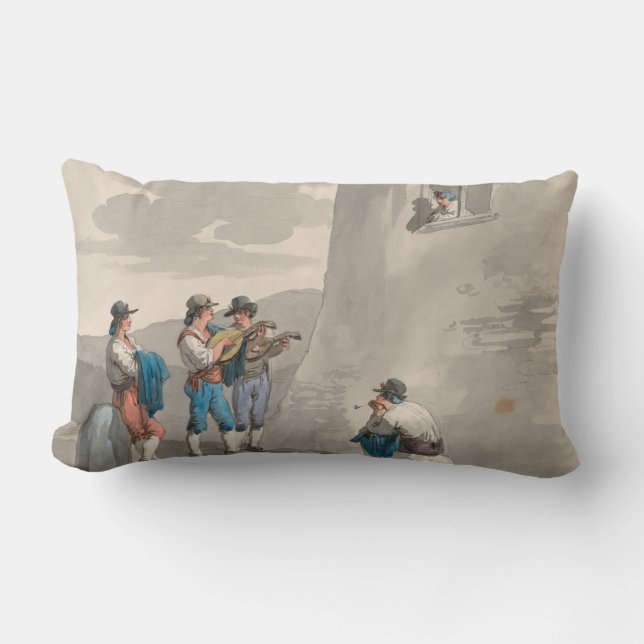 The Serenade (Songs of Love) (Romantic Scene) Lumbar Pillow (Front)