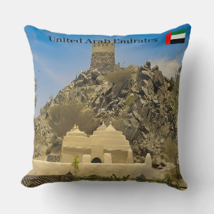 The serene beauty of Al Bidya Mosque in the UAE Throw Pillow