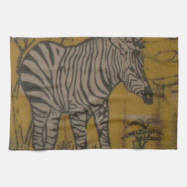 The Serengeti Spirit: Zebra Grazing in the Mara Kitchen Towel (Horizontal)
