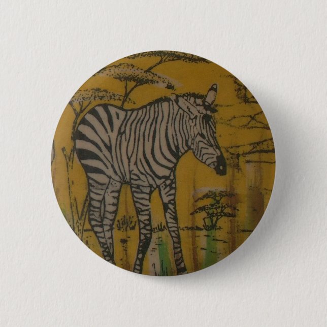 The Serengeti Spirit: Zebra Grazing in the Mara Pinback Button (Front)