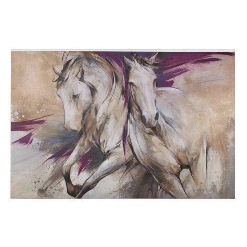 The Serenity of Two Majestic White Horses Running  Faux Canvas Print