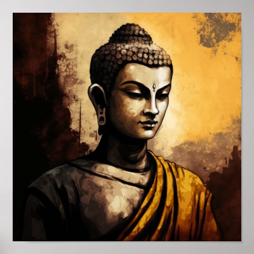 The Serenity of Zen Buddha Watercolor Meditation  Poster