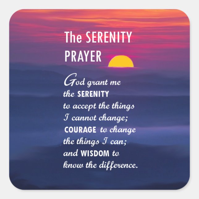 The Serenity Prayer 2 Square Sticker (Front)