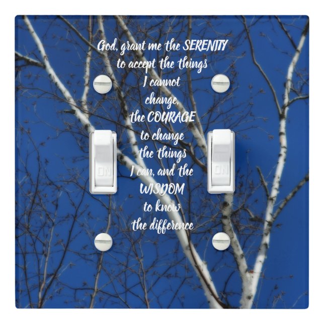 The Serenity Prayer Birch Tree Inspirational  Light Switch Cover (In Situ)