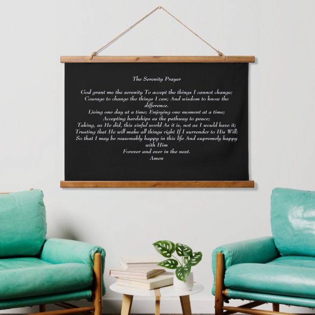 The Serenity Prayer Black  Hanging Tapestry (Living Room)