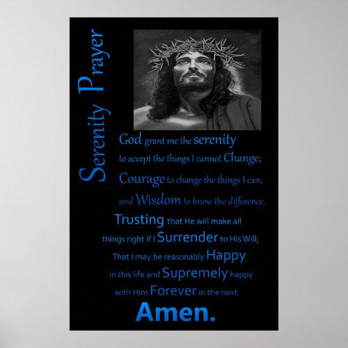 The Serenity Prayer Blue Poster