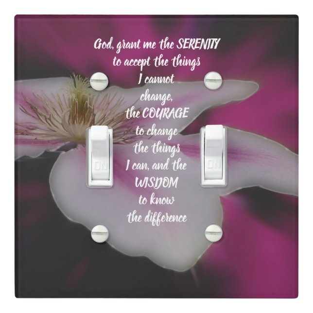 The Serenity Prayer Clematis Flower Inspirational Light Switch Cover (In Situ)