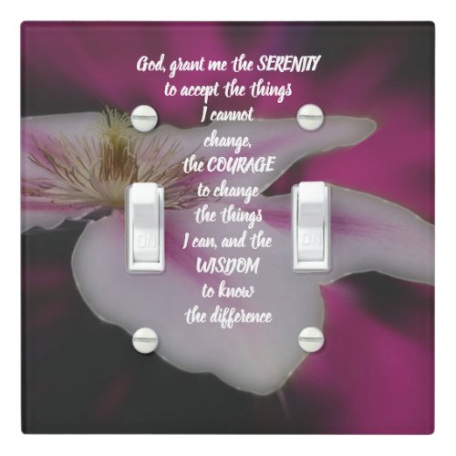 The Serenity Prayer Clematis Inspirational Light Switch Cover