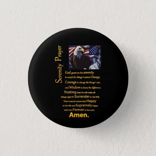 The Serenity Prayer Eagle Head Pinback Button