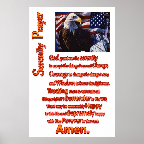 The Serenity Prayer Eagle Head Poster