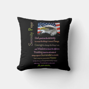 The Serenity Prayer Eagle Head Throw Pillow