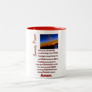 The Serenity Prayer In Space Red Two-Tone Coffee Mug