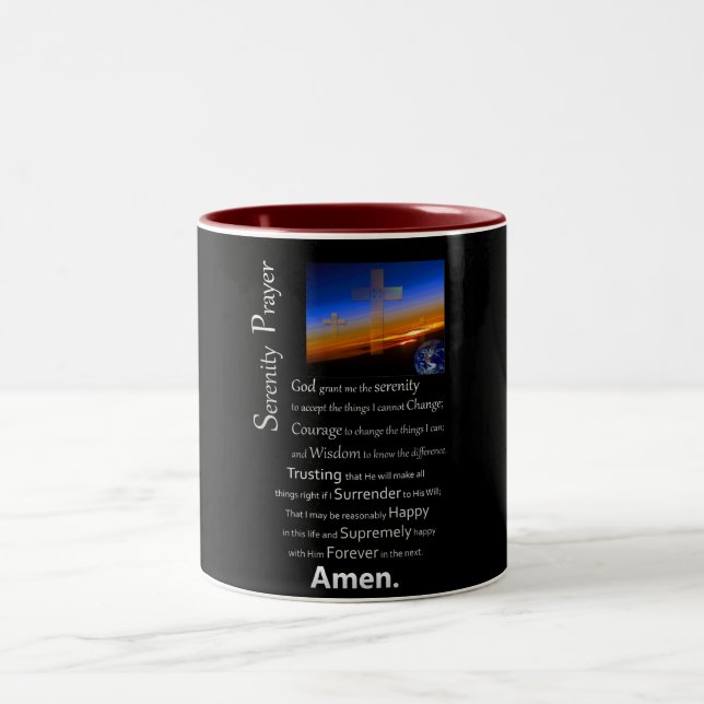 The Serenity Prayer In Space Two-Tone Coffee Mug (Center)