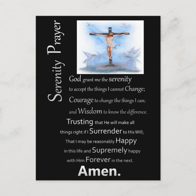 The Serenity Prayer Jesus Cross Postcard (Front)