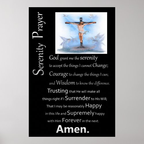 The Serenity Prayer Jesus Cross Poster