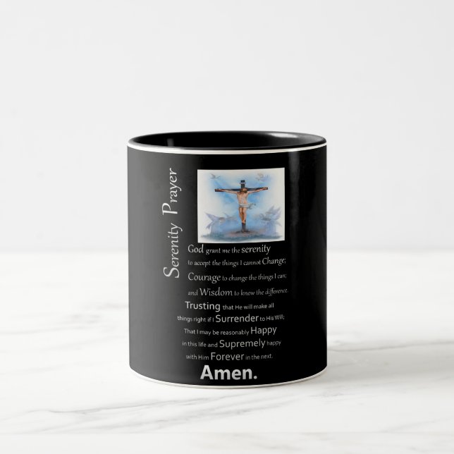 The Serenity Prayer Jesus Cross Two-Tone Coffee Mug (Center)