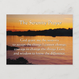 The Serenity Prayer orange sunset postcard