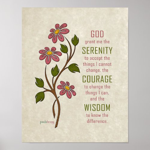 The Serenity Prayer Recovery Quote Poster