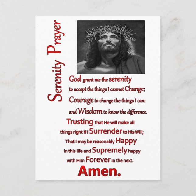 The Serenity Prayer Red Postcard (Front)