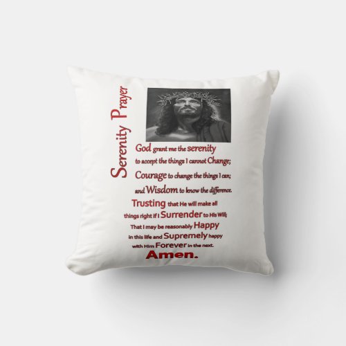 The Serenity Prayer Red Throw Pillow