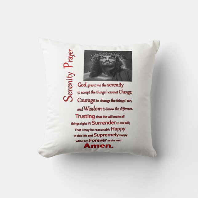 The Serenity Prayer Red Throw Pillow (Front)