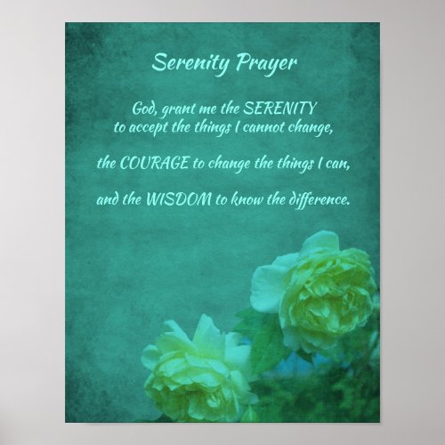 The Serenity Prayer Roses Inspirational Poster