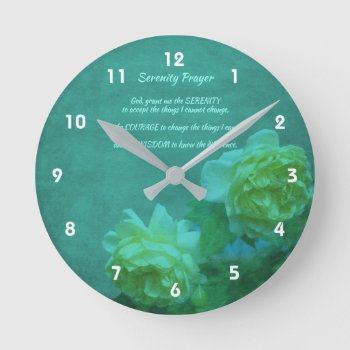 The Serenity Prayer Roses Inspirational       Round Clock by SmilinEyesTreasures at Zazzle