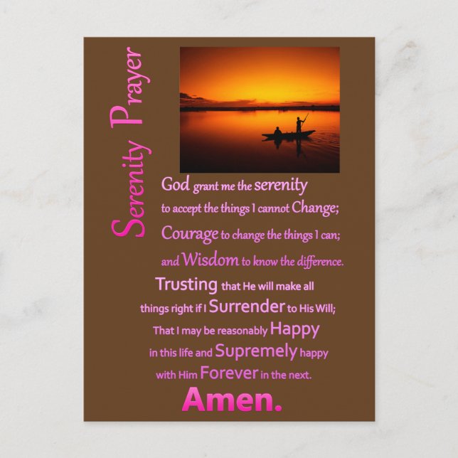 The Serenity Prayer Silhouette Big Catch Postcard (Front)