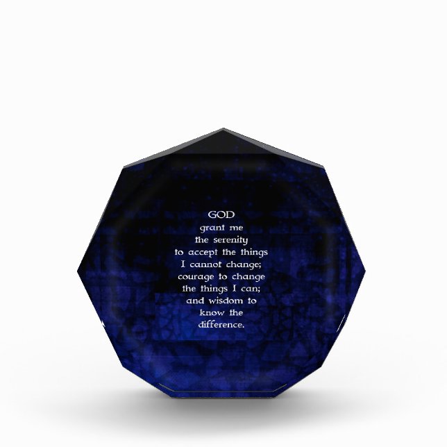 The Serenity Prayer With Blue Background Acrylic Award (Front)