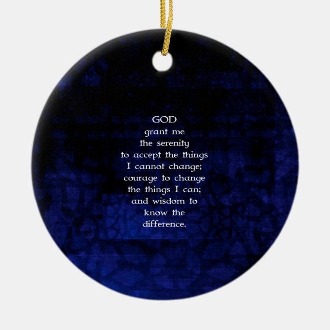 The Serenity Prayer With Blue Background Ceramic Ornament (Front)