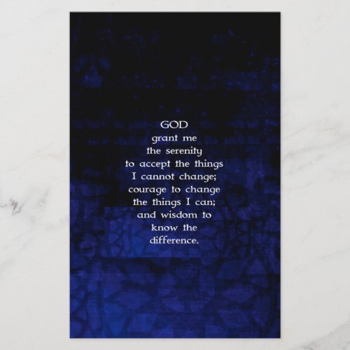 The Serenity Prayer With Blue Background Stationery