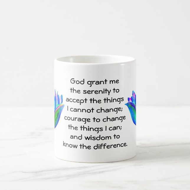 The Serenity Prayer with Colorful Lotus Blossom Coffee Mug (Center)
