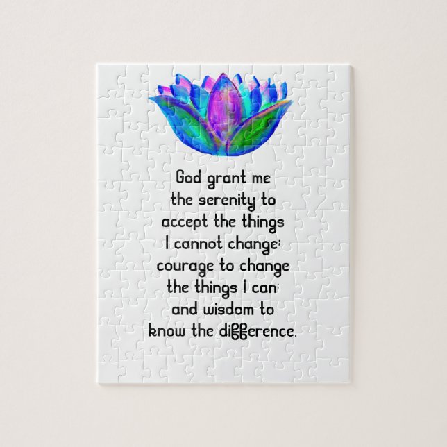 The Serenity Prayer with Colorful Lotus Blossom Jigsaw Puzzle (Vertical)