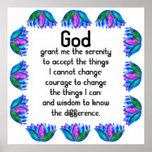 The Serenity Prayer with Colorful Lotus Blossom