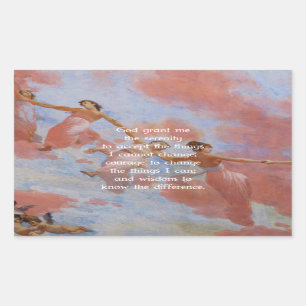 The Serenity Prayer With Flying Angels Painting Rectangular Sticker