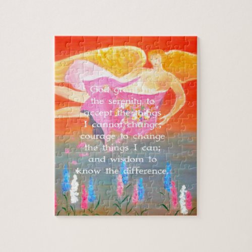 The Serenity Prayer with Folk Art Angel Painting Jigsaw Puzzle